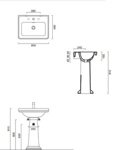 Раковина 60х46см, с 1 отв.д/смесителя, (без креплений арт.Z3442), Canova Royal ZZ Catalano Premium 160CV00