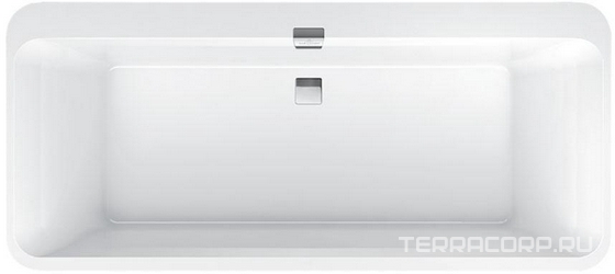 Ванна 1800х800хh450(620)мм, отдельностоящая, (кварил цв.96 star white), (слив-перелив, крышки цв.белый и хром в компл.,), Squaro Excellence Duo ZZ