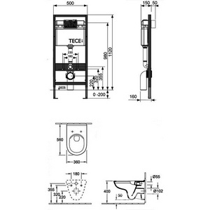 Комплект (унитаз подвесной, сиденье с микролифтом, монт.рама, клавиша смыва цв.белый),  ZZ Villeroy & Boch O.Novo 5660D301