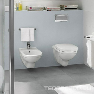 Комплект (унитаз подвесной, сиденье с микролифтом, монт.рама, клавиша смыва цв.белый),  ZZ Villeroy & Boch O.Novo 5660D301