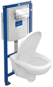 Комплект (унитаз подвесной, сиденье с микролифтом, монт.рама, клавиша смыва цв.белый),  ZZ Villeroy & Boch O.Novo 5660D301