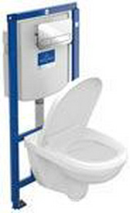 Комплект (унитаз подвесной, сиденье с микролифтом, монт.рама, клавиша смыва цв.белый),  ZZ Villeroy & Boch O.Novo 5660D301