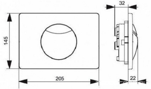 Клавиша двойного смыва (высококачественный композитный материал (пластик) цв. хром глянец),  E100 ZZ Villeroy & Boch ViConnect 92248561