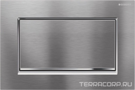 Клавиша одинарного смыва, для системы смыв стоп, (цинковое литье, рамка, кнопка цв.хром структурный, декор.полоска цв.хром глянц.),  ZZ Geberit Sigma 30 115.893.KX.1