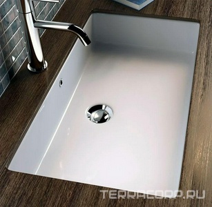 Раковина для установки под столешницу, прямоугольная 750(700)х340(285)хh205мм, без отв. д/смесителя, крепёж в компл.,  ZZ Kerasan Slim 022501