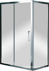 Душевой уголок 1400х900хh1950мм, Г-образный (лев/прав), 1 сдвиж. дверь с 1-м неподв. сегм., (стекло прозр. 6мм, фурнит. цв.хром),  ZZ Cezares Porta PORTA-AH-11-140/90-C-Cr