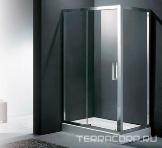Душевой уголок 1400х900хh1950мм, Г-образный (лев/прав), 1 сдвиж. дверь с 1-м неподв. сегм., (стекло прозр. 6мм, фурнит. цв.хром),  ZZ Cezares Porta PORTA-AH-11-140/90-C-Cr