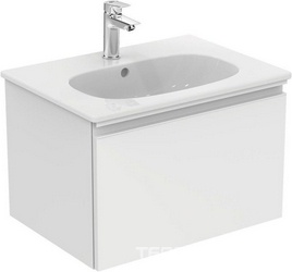 Тумба подвесная 600х440хh400мм, выдвижной ящик, крепёж в компл., (цв. комбинир. белый глянец/ белый мат.), Tesi ZZ