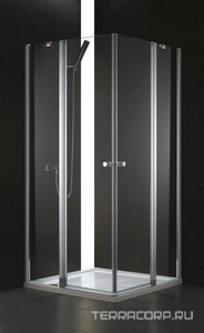 Душевой уголок 1000х1000хh1950мм, квадрантый, 2 распашн. двери с 2-мя неподв.сегментами, (стекло прозр. 6мм, фурнит. цв.хром),  ZZ Cezares Elena ELENA-A-22-100-C-Cr