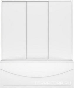 Шторка для ванны акрил.  (пластик) /3 створки 130 см, профиль белый XX Bas Лима ШТ00032