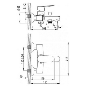 Смеситель для ванны/душа, короткий излив, с установочным комплектом, с аксессуарами, хром ХХ SMARTsant Смарт-Вива SM153503AA