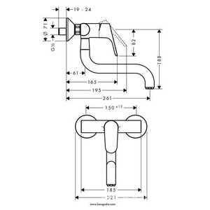 Смеситель для кухни, 320, настенный, 1jet, (цв.хром),  M41 ZZ Hansgrohe Focus 31825000