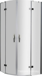 Душевой уголок 900х900хh2000мм, 1/4 круга R550мм, 2 распашн. двери с 2 неподв. сегментами, (стекло прозр. антикацльц. 6мм, хром), Bergamo ZZ