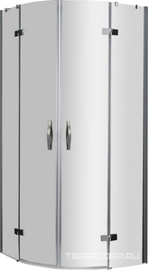 Душевой уголок 900х900хh2000мм, 1/4 круга R550мм, 2 распашн. двери с 2 неподв. сегментами, (стекло прозр. антикацльц. 6мм, хром),  ZZ Cezares Bergamo BERGAMO-R-2-90-ARCO-C-Cr-IV