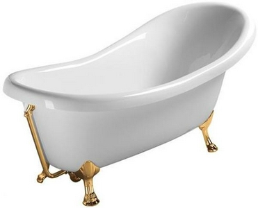 Ванна 1760х800(660)хh720(620)мм, литьевой мрамор, отдельностоящая, ножки "Львиные лапы", слив-перелив в компл., (цв. золото), TW ZZ Tiffany Универсал TW176 bi/oro