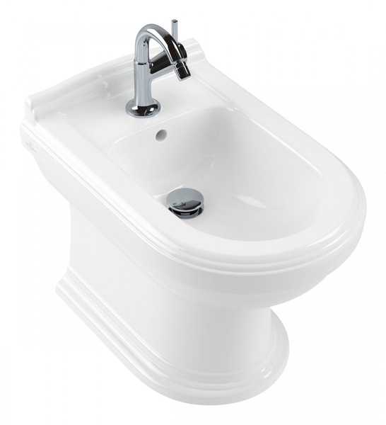 Биде напольное 370х575мм, 1 отв. д/смес., крепл. к полу в компл., (R1 white alpin ceramicplus), Venticello XX