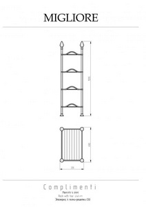 Полка напольная (стеллаж) 490х335х1070мм, (цв.бронза),  ZZ Migliore Mirella 26626