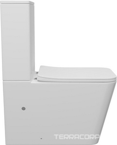 Унитаз-компакт напольный, безободковый, с бачком, 635х385мм, сиденье с микролифтом, крепеж в компл, (цв.белый глянц.),  Aqueduto Macio AQDSMAC10