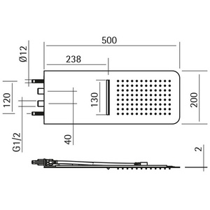 Душ верхний, стационарный, стеновой, прямоугольный 500х200мм, два типа струи, обычный и каскад, (цв.нерж.сталь),  ZZ Cisal Xion DS016400 D1
