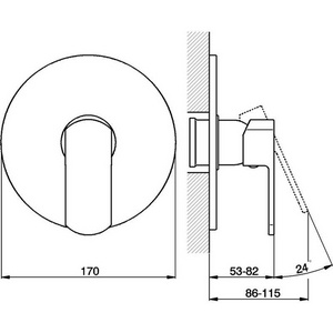 Смеситель для душа, встраиваемый в стену, (внешняя часть, БЕЗ внутренней части арт.ZA0053004), (цв. хром),  ZZ Cisal Roadster RR003000 21