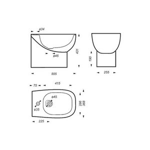 Биде напольное, для коллекций INFINITY, QUADRO ZZ Sanita Luxe Infinity BD.FS/Infinity/C/WHT.G/S1 (INFSLBI01)
