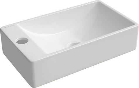 Раковина мини, подвесная / накладная, прямоуг, 380x220хh100мм, 1 отв.д/смесит., Левая, без перелива, (цв.белый глянец),  ZZ Aqueduto Pequeno PEQL0210