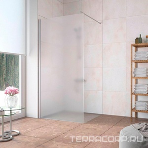 Душевая перегородка  LUX, неподвижная, 106x199.5 см, профиль хром матовый, стекло сатин ZZ Vegas Glass EAF EAF LUX 106 07 10