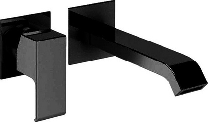 Смеситель для раковины настенный, излив 209мм, с д/к, (внутр.часть в компл.), (цв.черный матовый), Porta ZZ