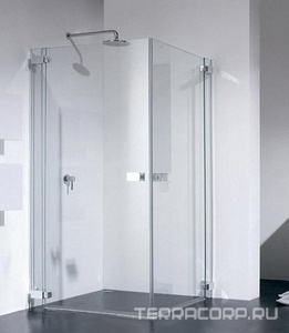 Дверь расп., для боков.стенки, "Правая", (100хh191см, неподвижн. сегм. 17см, стекло 6мм, GL прозр. c покрыт. High Glass, фурн. 05 bril, хр)  ZZ Provex E-Lite 0005 ET 05 GL R HG