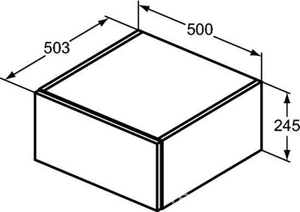 Шкафчик подвесной 500х503хh245мм, с 1 ящиком, нажимное открывание, с крепежом, (цв.белый лак глянец),  ZZ Ideal Standard Adapto U8421WG