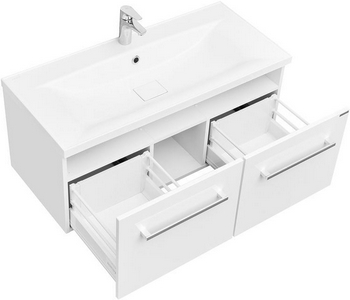 Тумба под раковину  100 М, с 2 выкатными ящиками, цвет белый ZZ Aquaton Мадрид 1A128001MA010