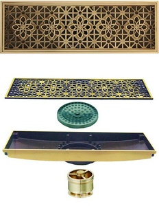 Трап сливной CANYON d40, с декоративной решеткой 100х300 мм, с мех-м обратным клапаном, бронза KL Veragio Canyon VR.CAN-2057.BR