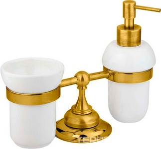 Стакан и дозатор настольный керамические, (цв.золото),  ZZ Cezares Aphrodite APHRODITE-TDTP-03/24