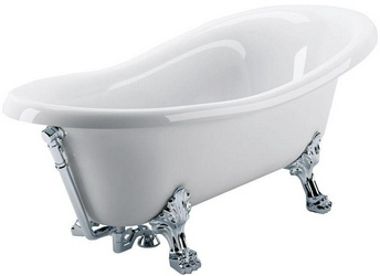 Ванна отдельностоящая GIALETTA 1700x810x740 мм, лит.мрамор, с ножками хром, сливом-переливом хром, белая ZZ