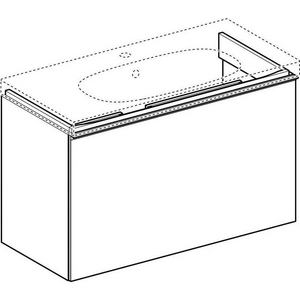 Тумба подвесная 89хh53.5х41,6см, д/рак 90см арт.500.633.01.2,нажим.выдвижн.ящик,(фасад лавовое стекло, корпус лавовый мат-лакиров.),крепл.в компл,Acan Geberit Acanto 500.616.JK.2
