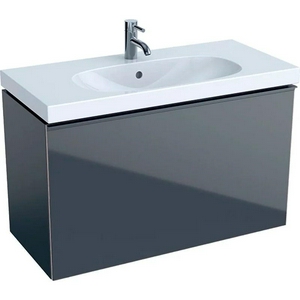 Тумба подвесная 89хh53.5х41,6см, д/рак 90см арт.500.633.01.2,нажим.выдвижн.ящик,(фасад лавовое стекло, корпус лавовый мат-лакиров.),крепл.в компл,Acan Geberit Acanto 500.616.JK.2