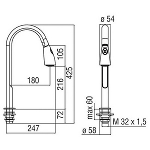 Смеситель для кухни, с выдвижным душем, электронный, сенсорный, LED-панель управления, (цв.хром),  ZZ Nobili Kizoku KZ00113CR
