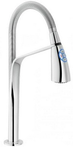 Смеситель для кухни, с выдвижным душем, электронный, сенсорный, LED-панель управления, (цв.хром),  ZZ Nobili Kizoku KZ00113CR