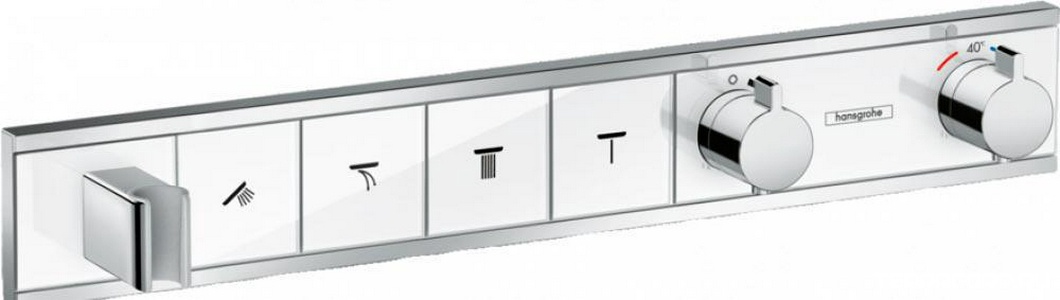 Смеситель-термостат для душа, встр.в стену на 4 потребителя, (внешняя часть БЕЗ скрытой части арт. 15312180), (цв.белый/хром), HG  ZZ Hansgrohe RainSelect 15357400