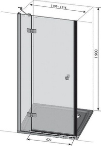 Душевая дверь в нишу -120 B-R, стекло - Прозрачное, профиль - хром, с установочным комплектом ZZ Ravak SMSD2 0SPGBA00Z1