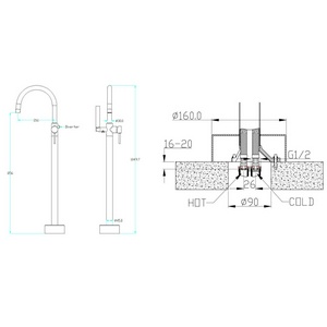 Смеситель для ванны, напольный, однорычажный, с душевым гарнитуром, бронза ZZ Boheme Medici 469-BR (209)