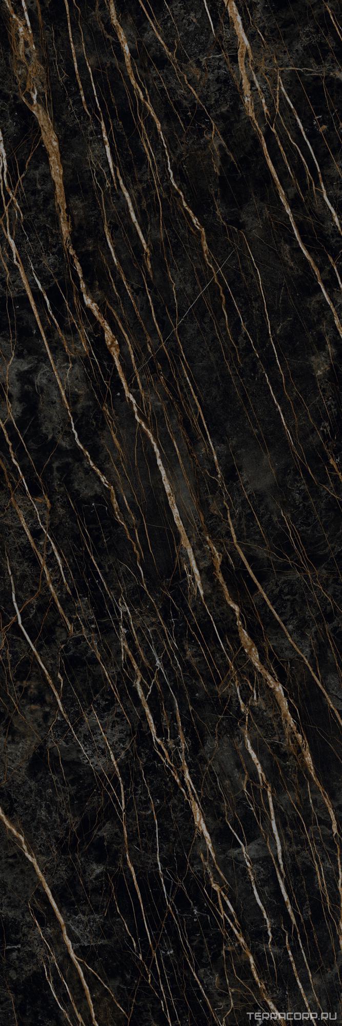 Керамогранит Laminam I Naturali Marmi Noir Desir Lucidato 5.6 mm 100x300 Черный, фото 6