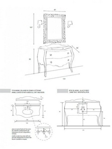 База под раковину, 131х61хh85см, с 2-мя выдв. ящиками, (БЕЗ столешницы арт.CARL04хх и раковины арт.LSOT), (цв. Dec Celeste Crema),  XX Cezares Carlotta CARL02.04 Dec Celeste Crema