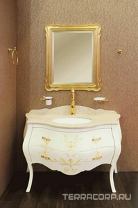 База под раковину, 131х61хh85см, с 2-мя выдв. ящиками, (БЕЗ столешницы арт.CARL04хх и раковины арт.LSOT), (цв. Dec Celeste Crema),  XX Cezares Carlotta CARL02.04 Dec Celeste Crema