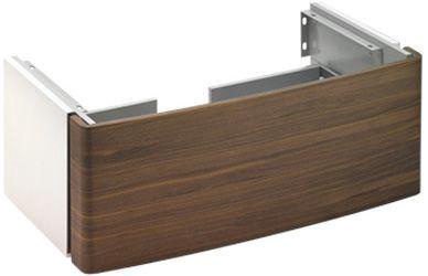 Тумба под раковину 950хh360х500мм, подвесная с выдв.ящиком, (цв. корпус белый лак, фронт шпон орех) Elegance New ZZ