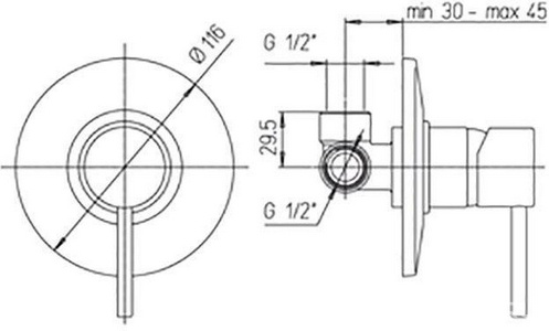 Смеситель для душа, встраиваемый в стену, (цв.черный матовый),  ZZ Paini Cox 78PZ690