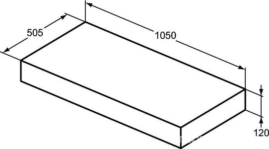 Полка консольная 1050х500хh150мм, без выреза, с крепежом, (БЕЗ 3шт. кронштейнов арт.U842867), (цв.белый лак глянец),  ZZ Ideal Standard Adapto U8408WG