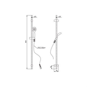 Душевой гарнитур, стойка h900мм, лейка д/д ручн., шланг, (цв.хром),  ZZ Paini Torino TRCR121