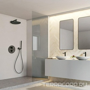 Смеситель-термостат для душа, встраиваемый в стену, (цв.черный матовый),  ZZ Paini Cox 78PZ691TH