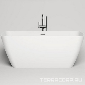 Ванна 1800х810хh660мм, отдельностоящая, литой камень S-Stone, матовый, цв.белый, донный клапан Up&Down цв.белый в компл.,  ZZ Salini Agatha 100221M